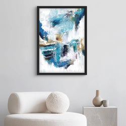 Abstract Art Print Blue Rain - Modern Living Room Art