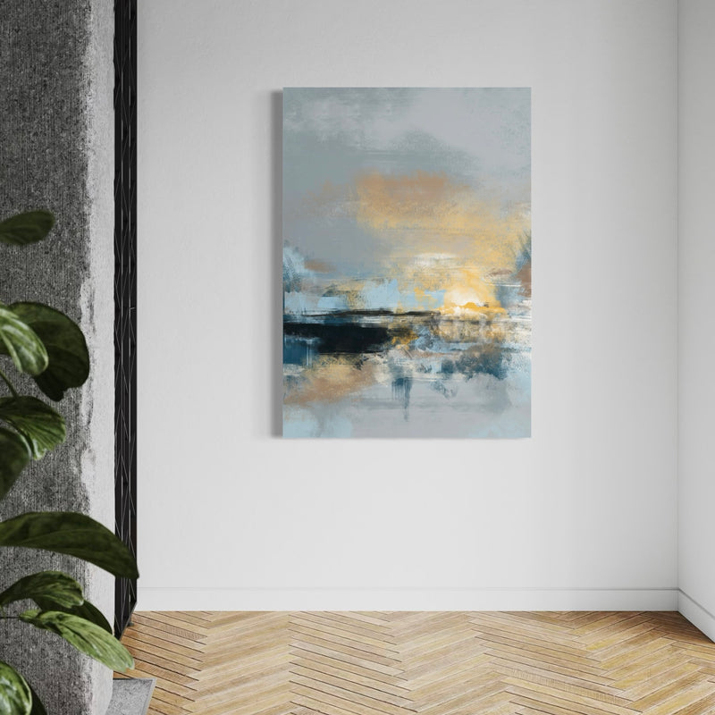 Modern Abstract Art Canvas in Blue - Minimalist Interior Design Art