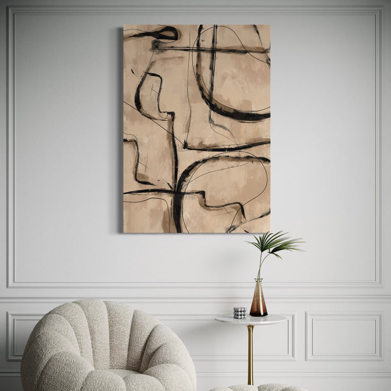 Abstract Art Canvas in Brown - Minimalist Interior Design Art