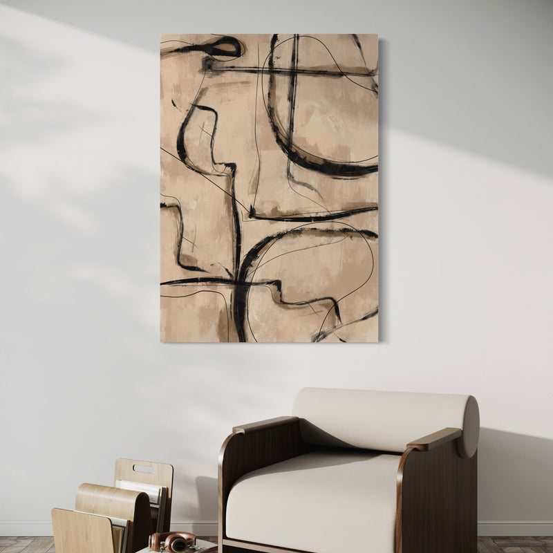 Abstract Art Canvas in Brown - Minimalist Interior Design Art