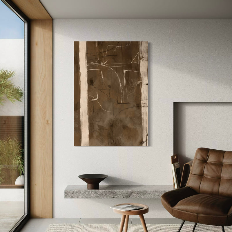Modern Abstract  Canvas Art Print in Brown Velvet - Gallery Wall Print