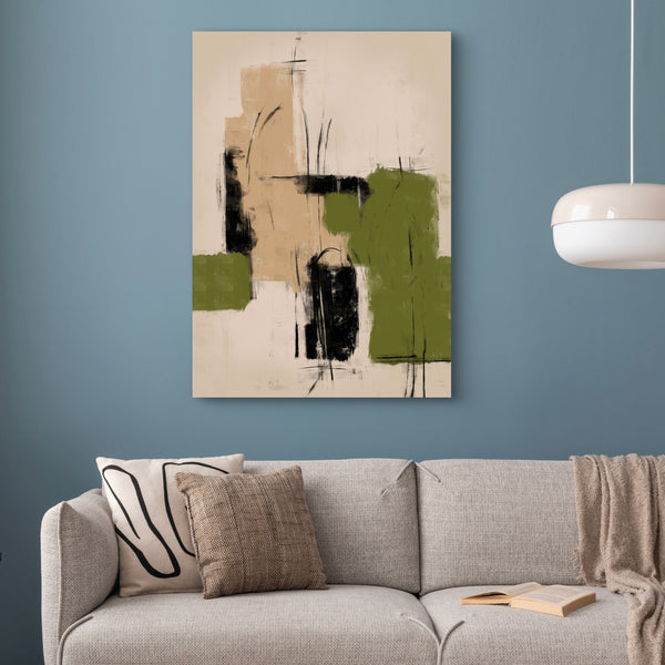 Modern Abstract Art Canvas in Green - Minimalist Home Decor