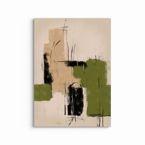 Modern Abstract Art Canvas in Green - Minimalist Home Decor