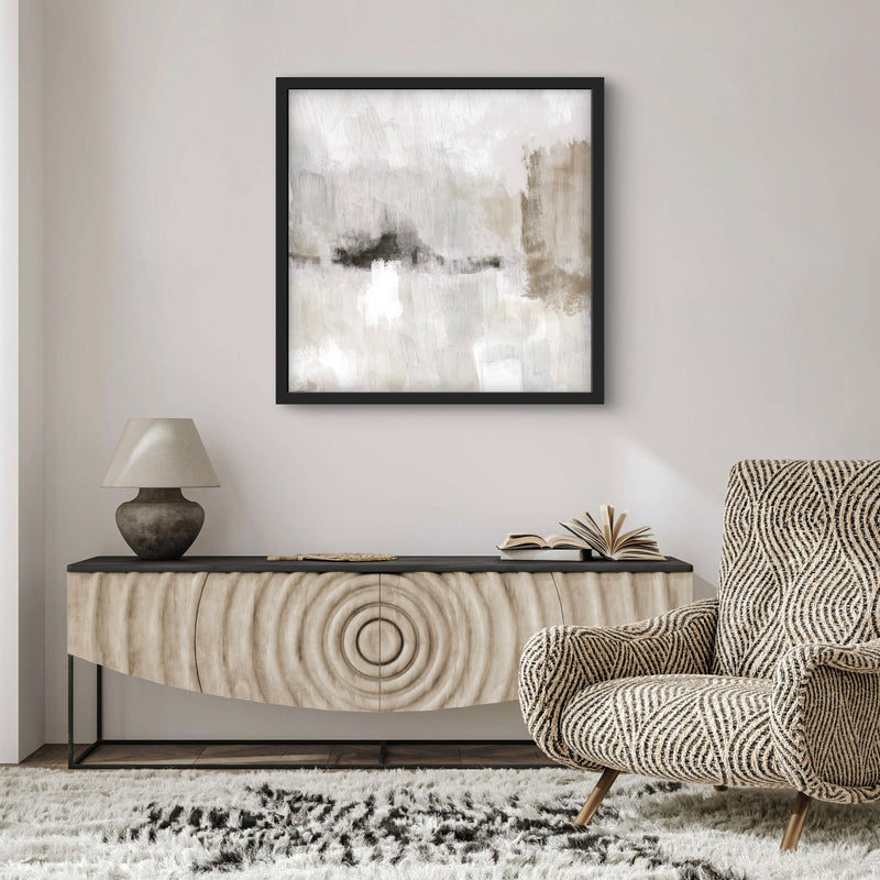 Abstract Canvas Minimalist Art in Nude and Grey -  Modern Art Print