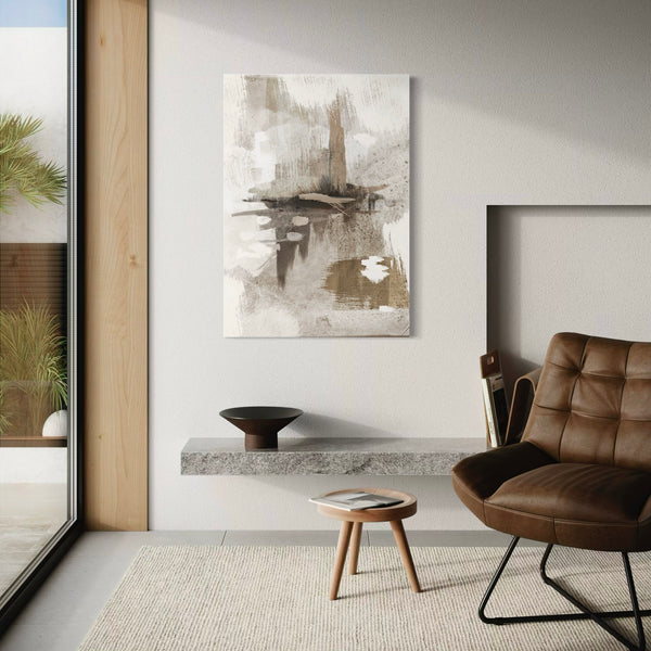 Modern Abstract  Canvas Art Print in Nude and Grey - Gallery Wall Print