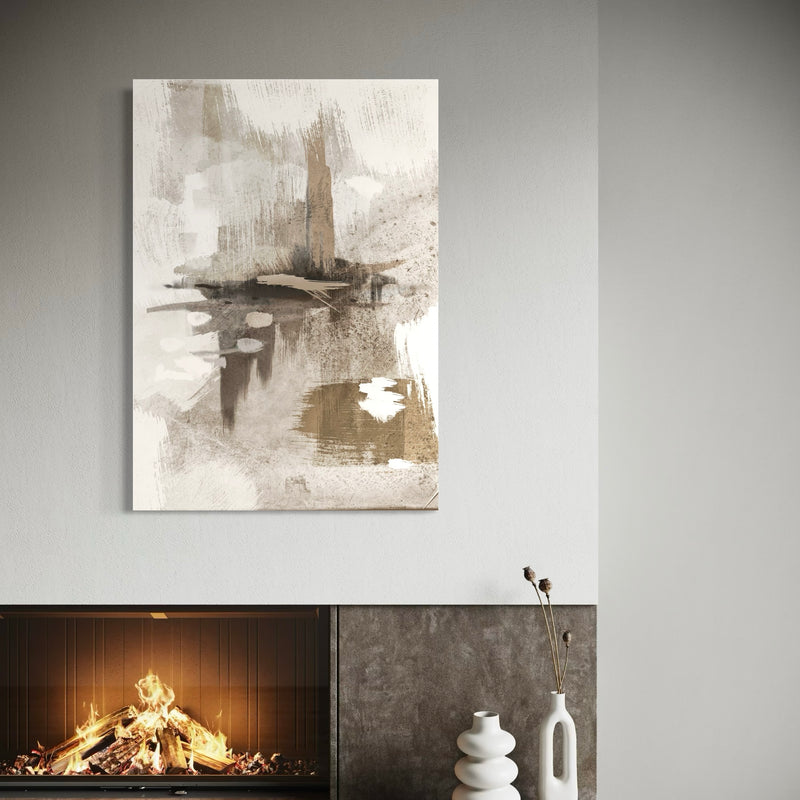 Modern Abstract  Canvas Art Print in Nude and Grey - Gallery Wall Print