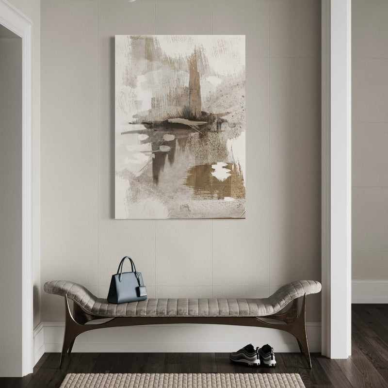 Modern Abstract  Canvas Art Print in Nude and Grey - Gallery Wall Print