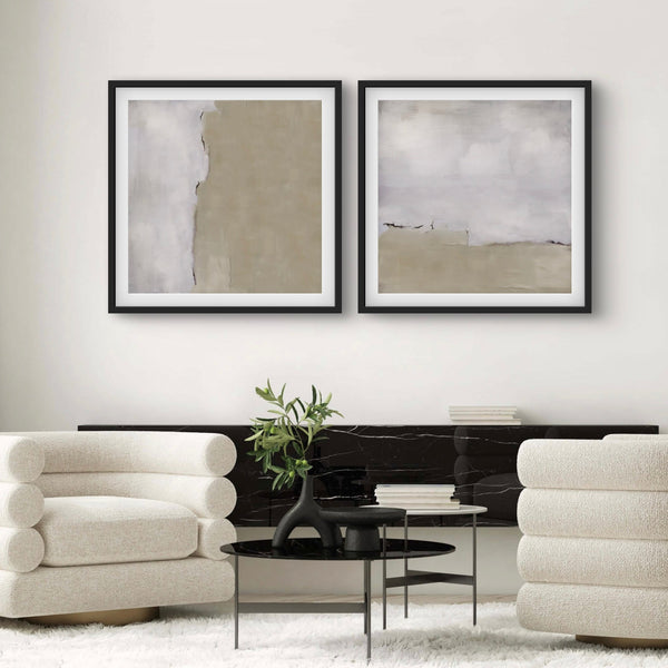 Modern Abstract Art Canvas-Silver Clouds-Minimalist Living Room Art