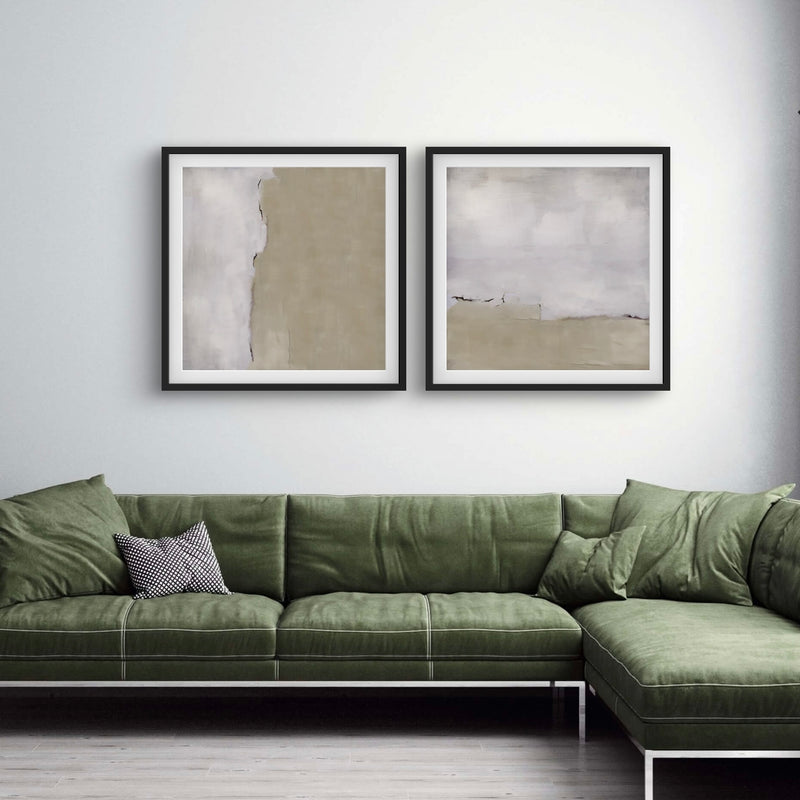 Modern Abstract Art Canvas-Silver Clouds-Minimalist Living Room Art