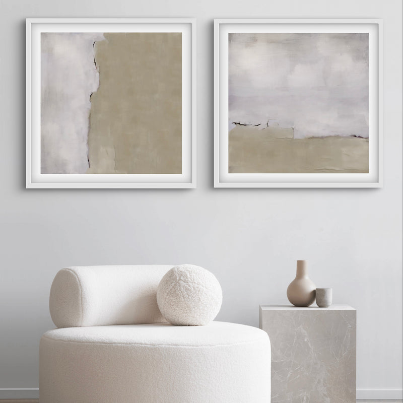 Modern Abstract Art Canvas-Silver Clouds-Minimalist Living Room Art