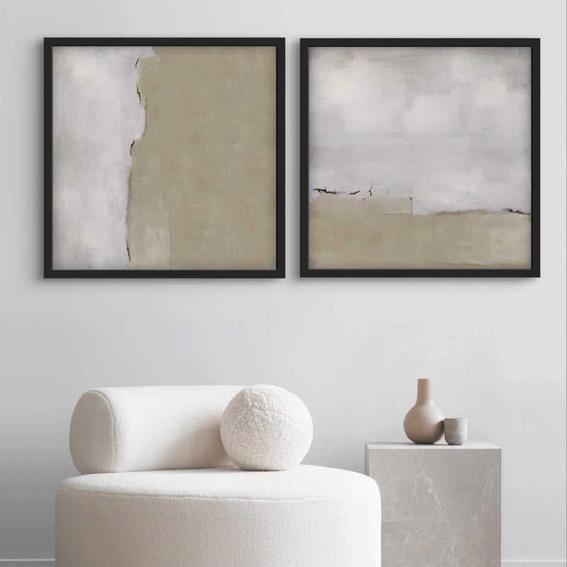 Modern Abstract Art Canvas-Silver Clouds-Minimalist Living Room Art