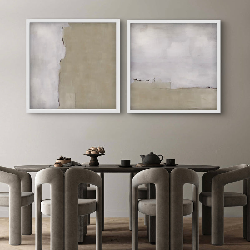 Modern Abstract Art Canvas-Silver Clouds-Minimalist Living Room Art