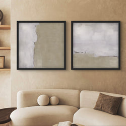 Modern Abstract Art Canvas-Silver Clouds-Minimalist Living Room Art