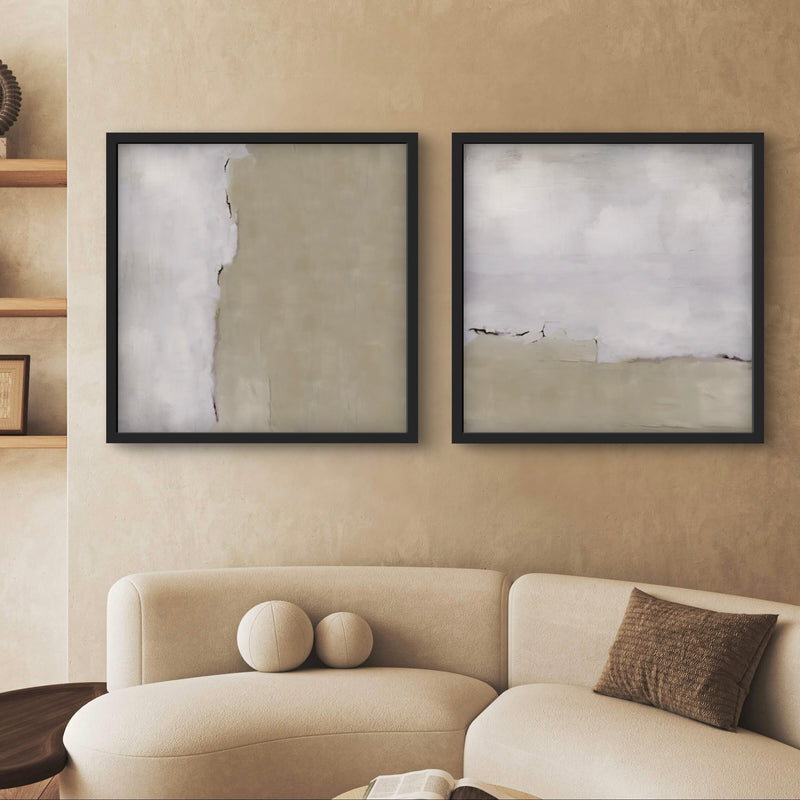 Modern Abstract Art Canvas-Silver Clouds-Minimalist Living Room Art