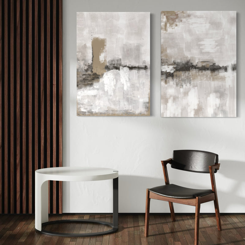 Abstract Art Canvas Print in Nude and Grey - Modern Home Decor