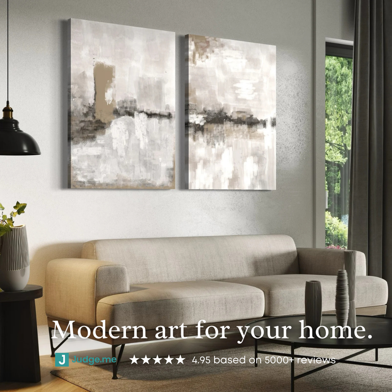 Abstract Art Canvas Print in Nude and Grey - Modern Home Decor