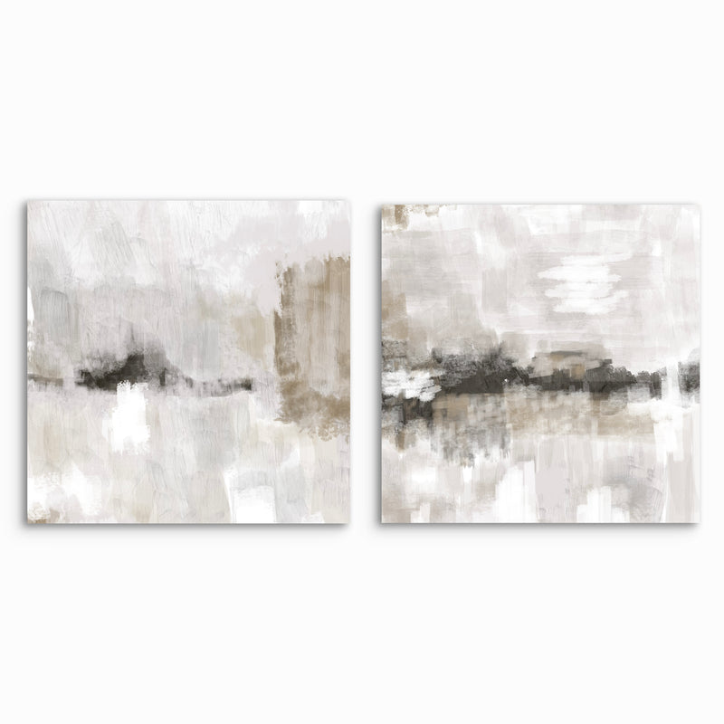 Abstract Art Canvas Print in Nude and Grey - Modern Home Decor