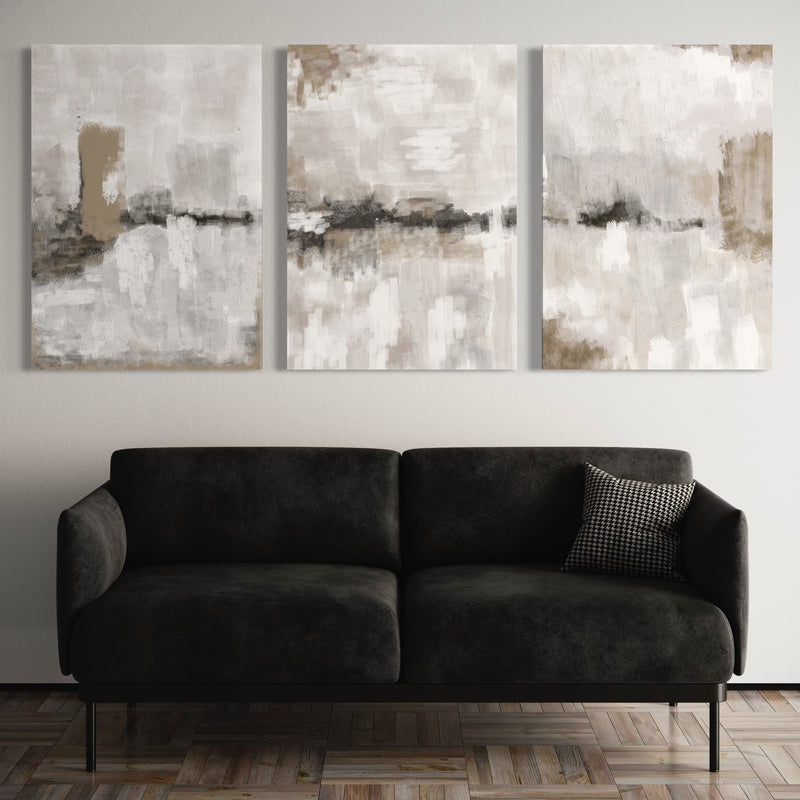 Abstract Art Canvas Print in Nude and Grey - Modern Interior Design