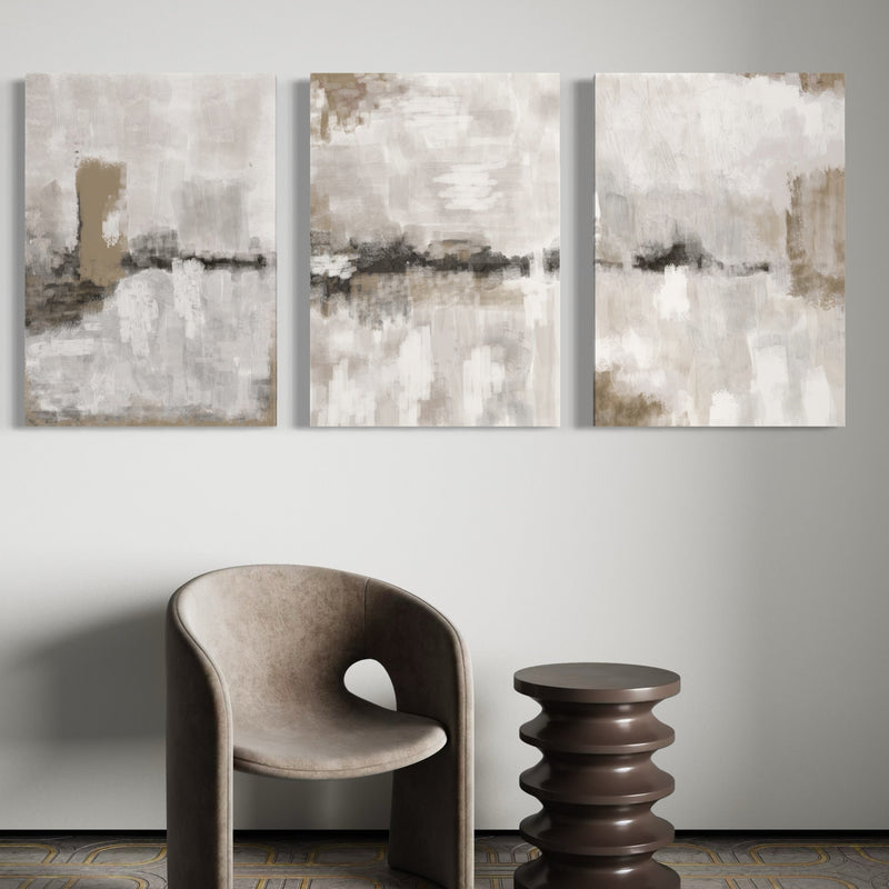 Abstract Art Canvas Print in Nude and Grey - Modern Interior Design