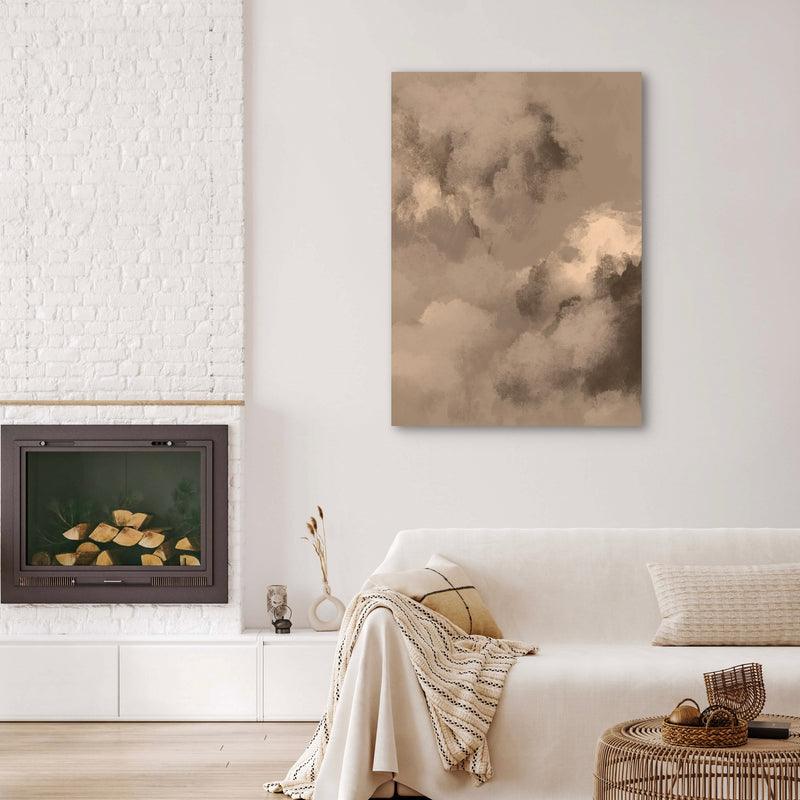 Abstract Canvas Minimalist Art in Taupe -  Modern Art Print