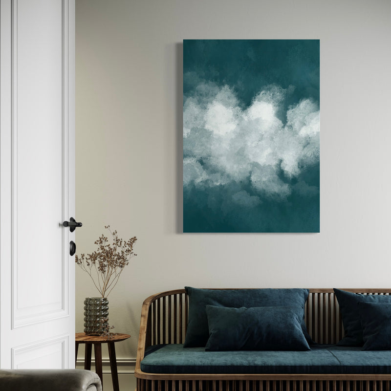 Abstract Canvas Art in Teal -  Modern Living Room Wall Art