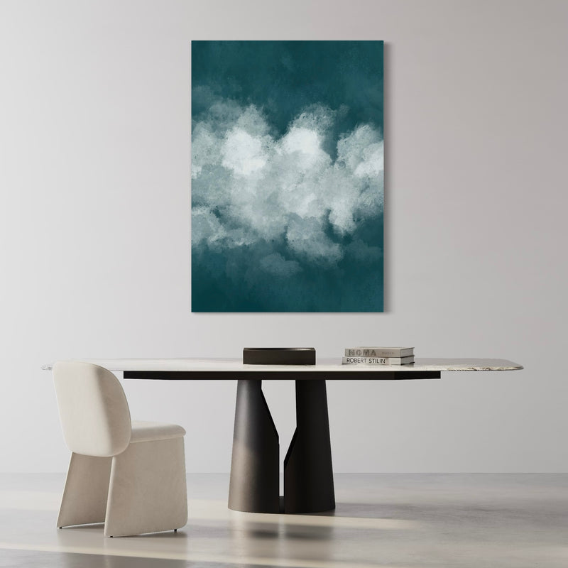 Abstract Canvas Art in Teal -  Modern Living Room Wall Art