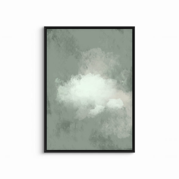 Modern Abstract Art Framed Canvas in Teal - Minimalist Interior Design Art