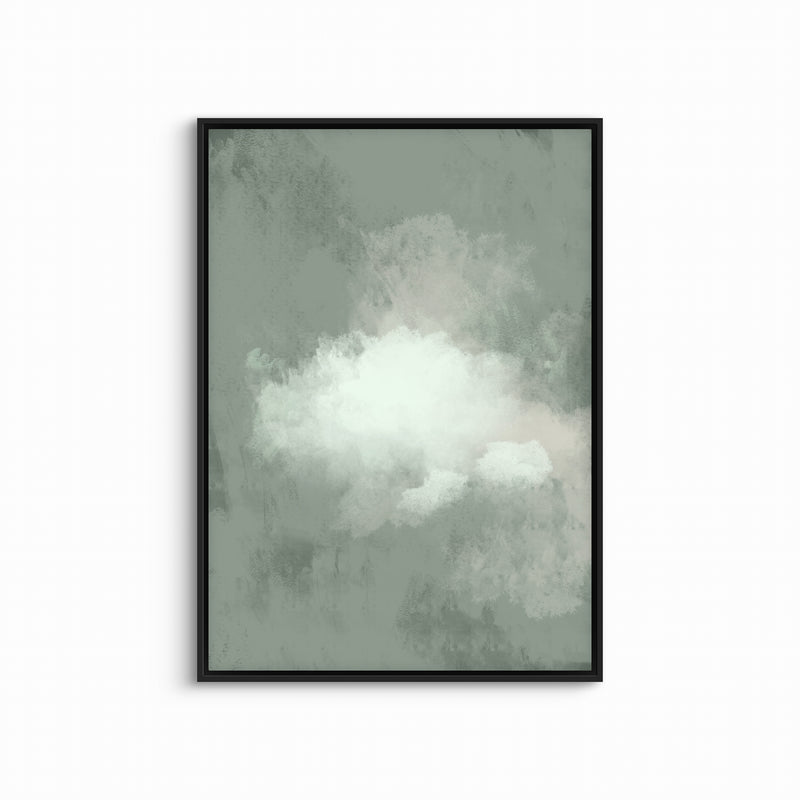 Modern Abstract Art Framed Canvas in Teal - Minimalist Interior Design Art