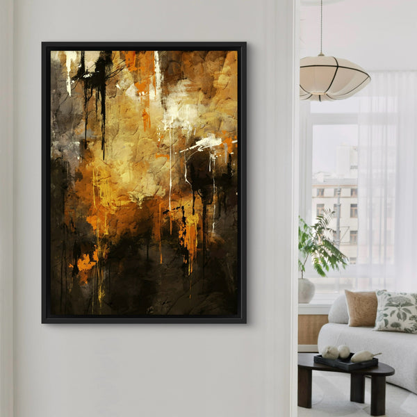 Abstract Art Framed Canvas in Orange -  Modern Interior Design Art