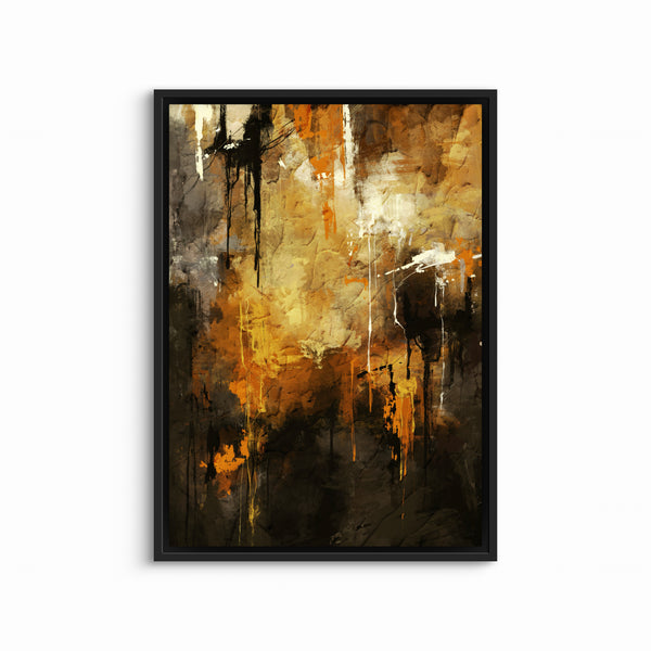 Abstract Art Framed Canvas in Orange -  Modern Interior Design Art