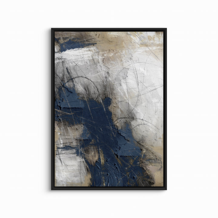 Modern Abstract  Framed Canvas Art Print in Blue Abyss - Gallery Wall Print