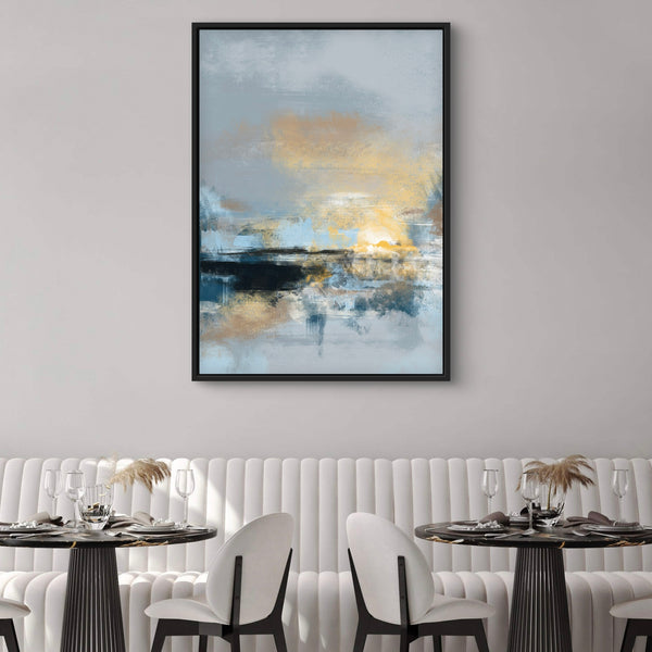 Modern Abstract  Framed Canvas Art Print in Blue - Gallery Wall Print