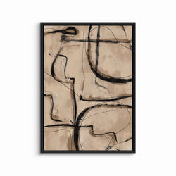 Minimalist Abstract Framed Canvas Art in Brown - Modern Interior Design Art