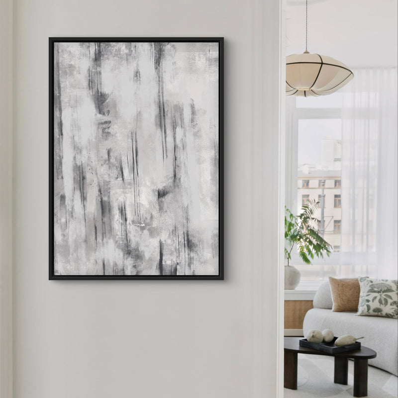 Abstract Art Framed Canvas as in Black & Grey - Minimalist Home 