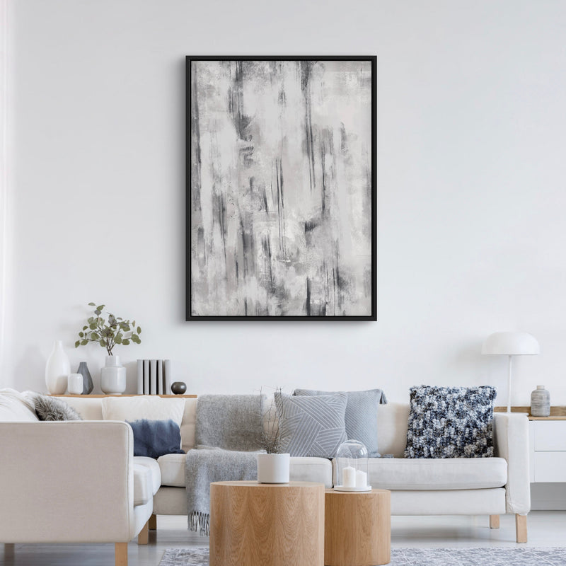 Abstract Art Framed Canvas as in Black & Grey - Minimalist Home 
