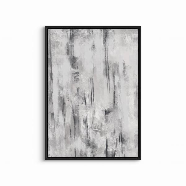 Abstract Art Framed Canvas in Black & Grey - Minimalist Home Decor