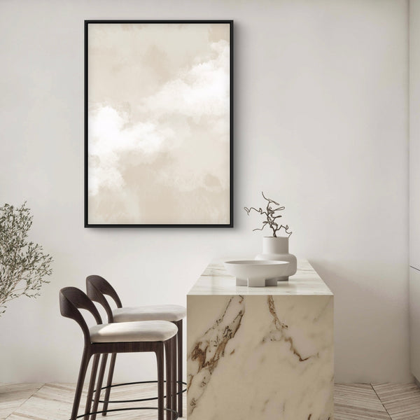 Abstract Framed Canvas Minimalist Art in Cream -  Modern Art Print