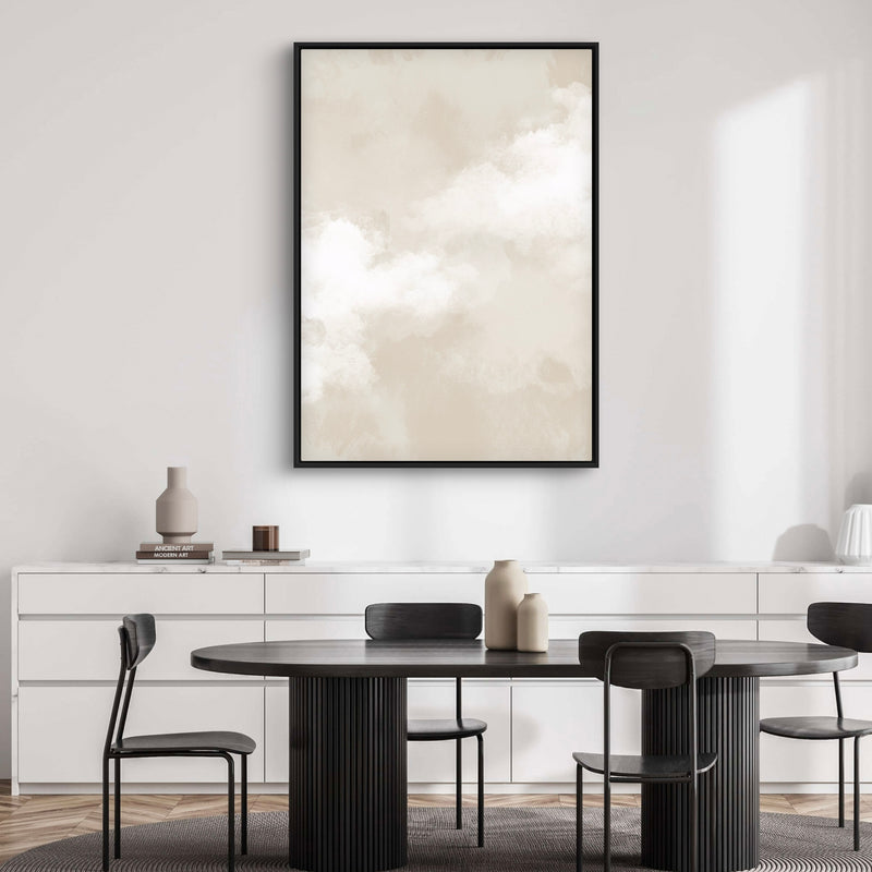 Abstract Framed Canvas Minimalist Art in Cream -  Modern Art Print