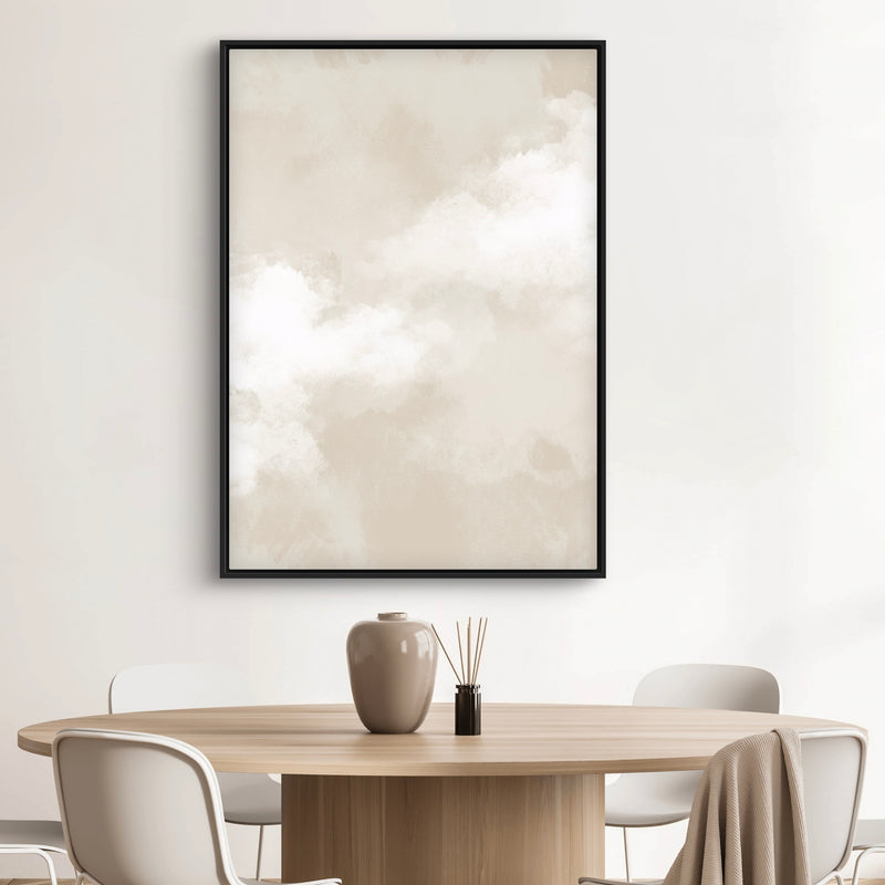 Abstract Framed Canvas Minimalist Art in Cream -  Modern Art Print