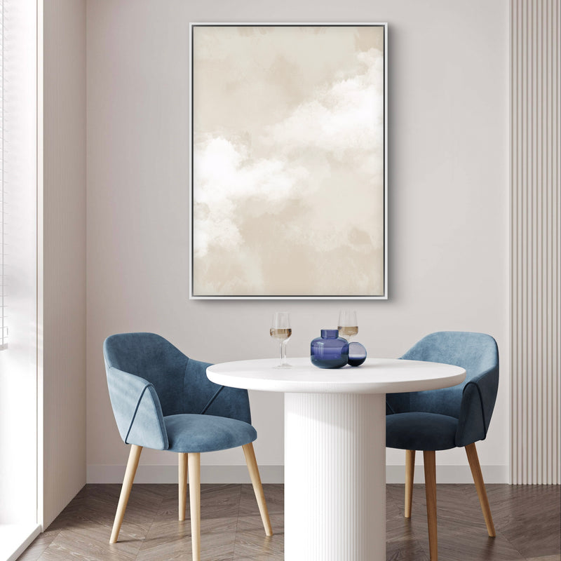 Abstract Framed Canvas Minimalist Art in Cream -  Modern Art Print