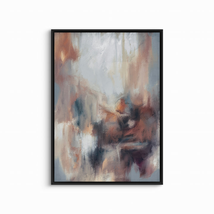 Modern Abstract Art Framed Canvas in Dusty Dawn - Minimalist Home Decor