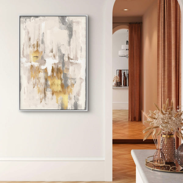 Abstract Canvas Art in Gold -  Living Room Wall Art