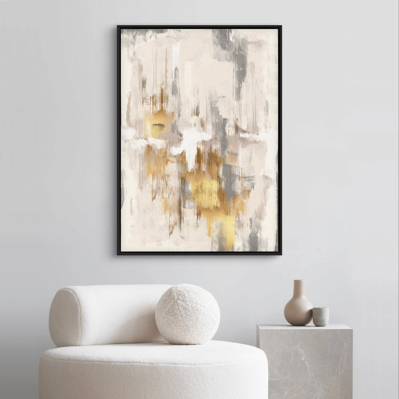 Abstract Canvas Art in Gold -  Living Room Wall Art