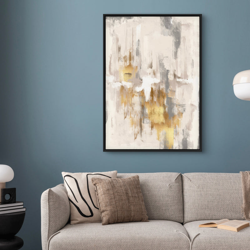 Abstract Canvas Art in Gold -  Living Room Wall Art
