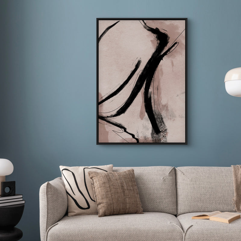Abstract Art Framed Canvas in Nude  - Minimalist Home Decor