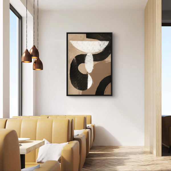 Abstract Framed Canvas Minimalist Art in Mocha -  Modern Art Print