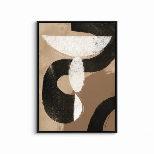 Abstract Framed Canvas Minimalist Art in Mocha -  Modern Art Print