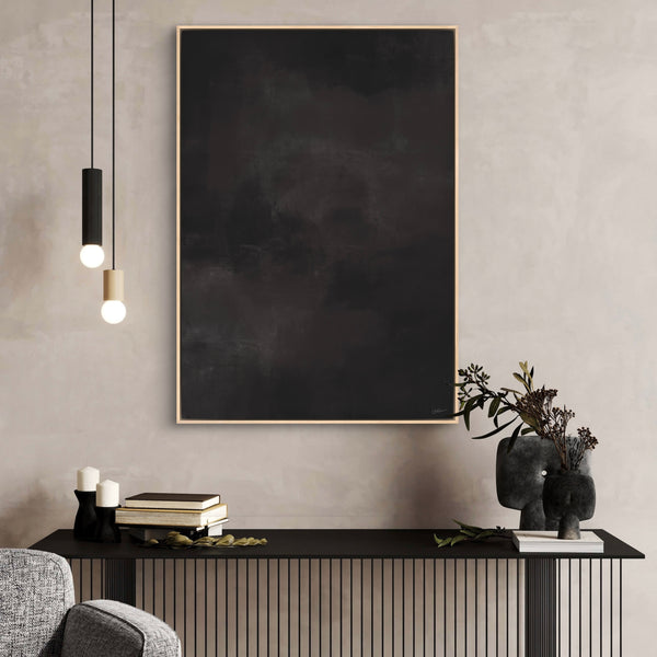 Modern Abstract Art Framed Canvas in Black and Brown - Interior Design Art
