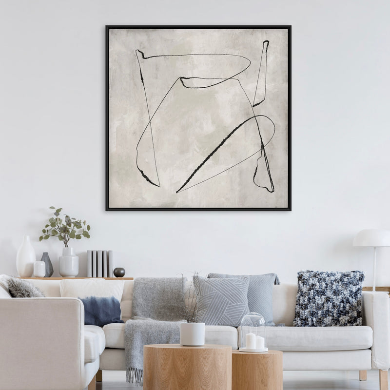 Modern Abstract  Framed Canvas Art Print in Grey  - Gallery Wall Print