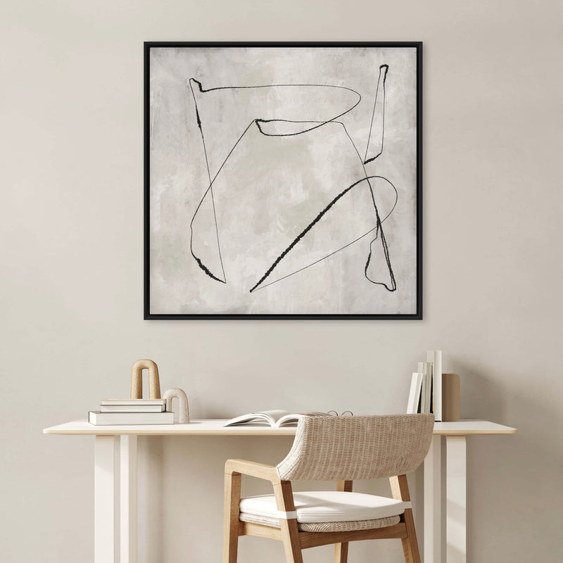 Modern Abstract  Framed Canvas Art Print in Grey  - Gallery Wall Print